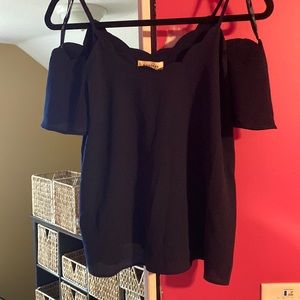 Navy blue cold shoulder top